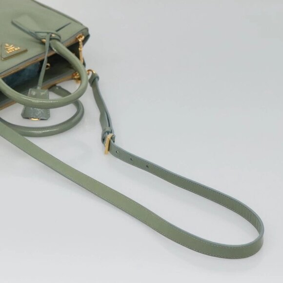 PRADA Galleria Hand Bag Safiano leather 2way Gold Light green Auth 133778 - Picture 8 of 16